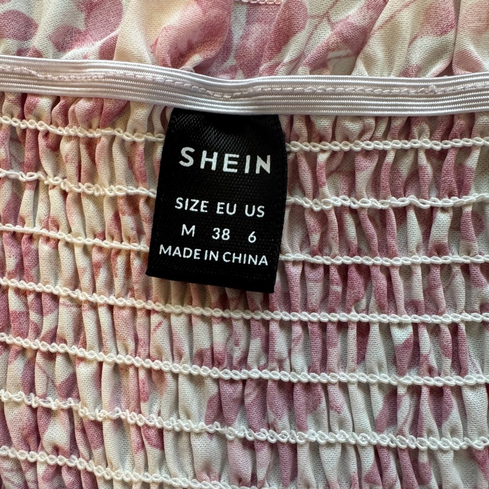 Women’s Floral Pink Shein Mini Dress- Size M - Picture 5 of 11